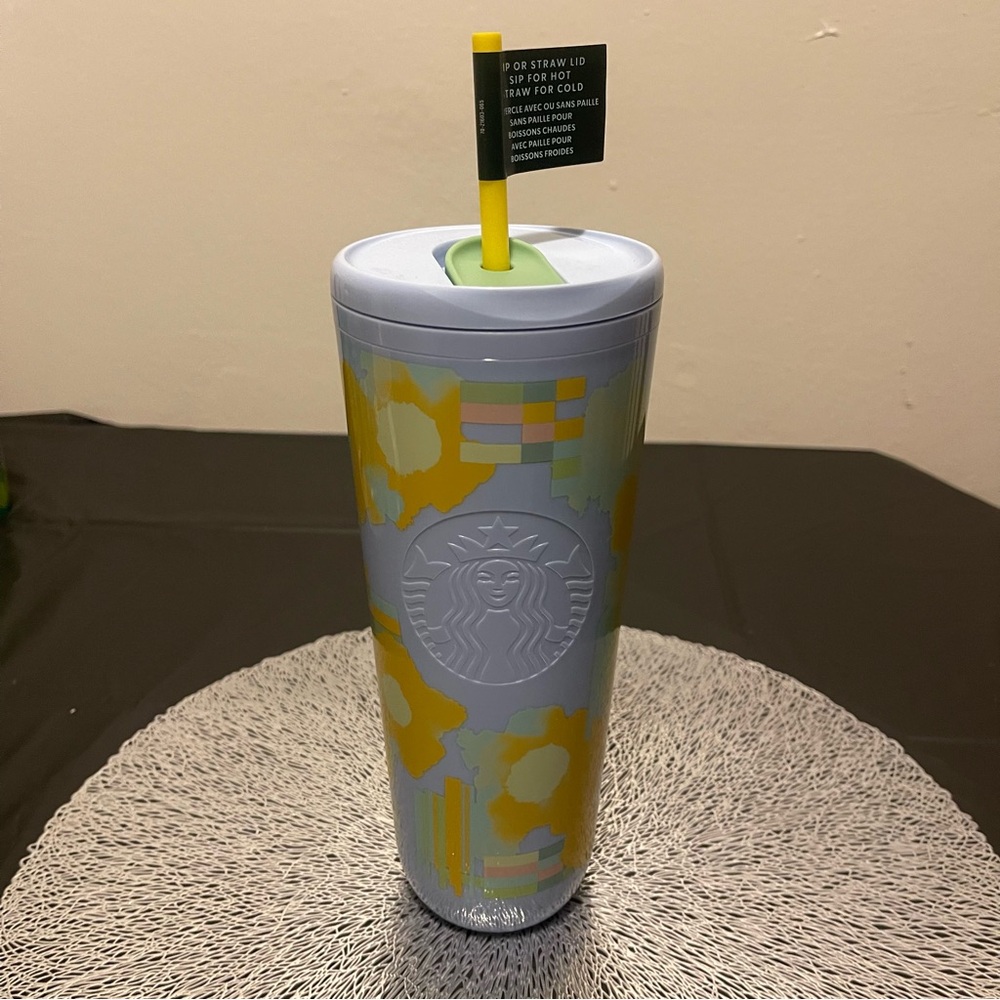 Starbucks Gray and Yellow Tumbler